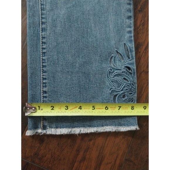 Seven7 Jeans Retro-Denim Ankle Straight Vintage Embroidered Cut Out Leg Sz 12 - Picture 13 of 15